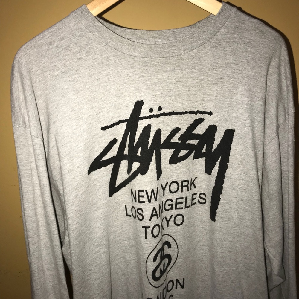 Stussy World Tour Longsleeve Tee (Grey)